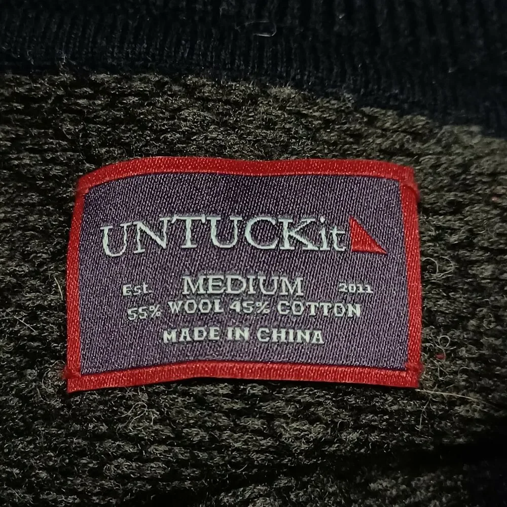 UNTUCKit Mens Size M Navy Blue Cowl Neck Wool Blend Long Sleeve Sweater